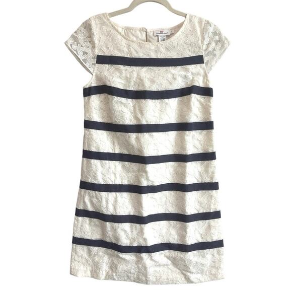 Vineyard Vines Anchor Lace Shift Dress White Navy Size 2 - Picture 1 of 6